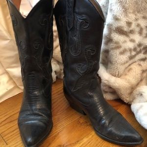 Nine West Black Leather Western Boots